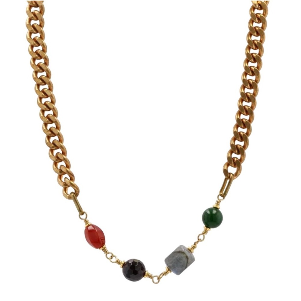 Megan Rene Chunky Copper Chain‎ Necklace Gemstone Accent Beads Statement Jewelry